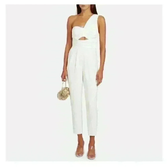 NWT ALC Athena Women White One Shoulder Cutout Delight Jumpsuit Size 4 - Picture 1 of 15